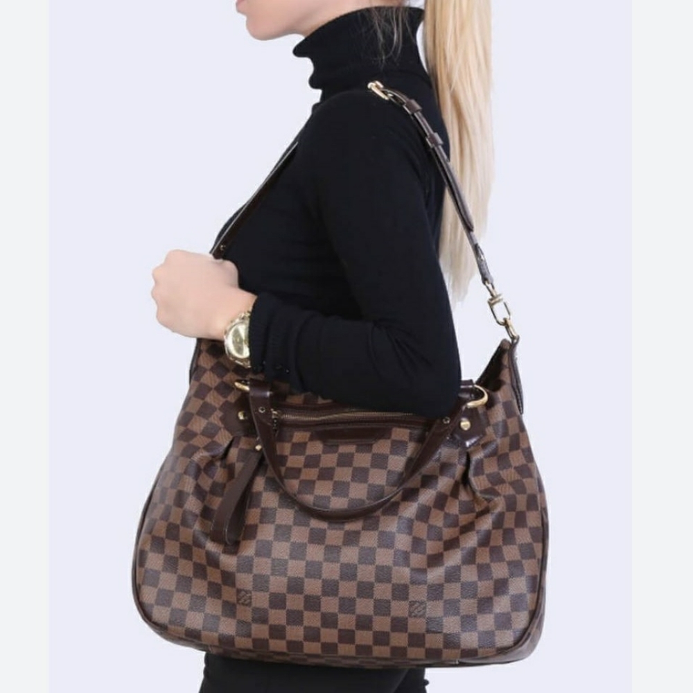 Louis Vuitton "with Receipt" Evora MM Damier Ebene Large Shoulder Hobo Bag